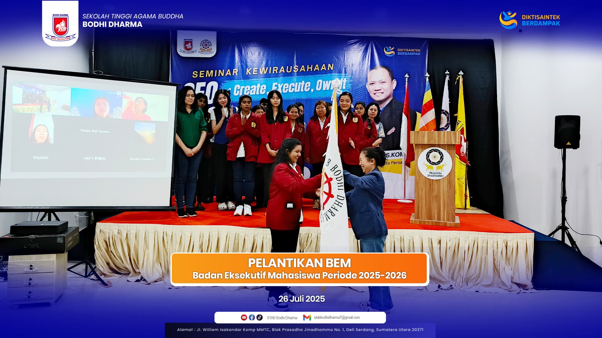 Pelantikan Pengurus BEM STAB Bodhi Dharma Masa Bakti 2025–2026: Membentuk Kepemimpinan Mahasiswa yang Berlandaskan Nilai-Nilai Dhamma